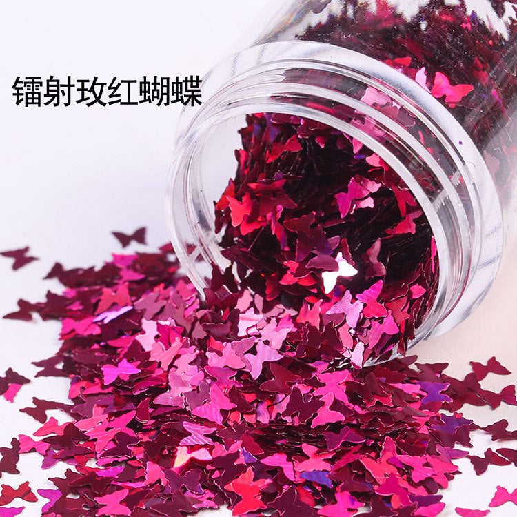 Wholesale Internet Celebrity Sparkling Laser Butterfly Nail Patch Phone Case Glitter Ring Powder Glitter Powder Drop Glue Glitter